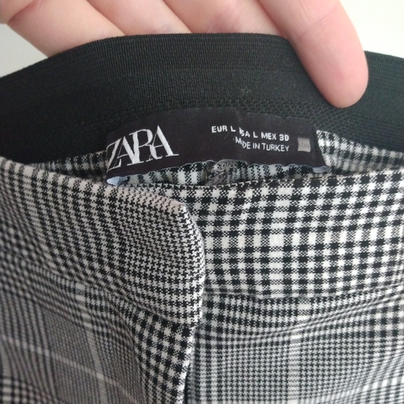 Zara Womens Plaid Mid Rise Trouser Pants Gray Workwear Size L - Picture 2 of 3